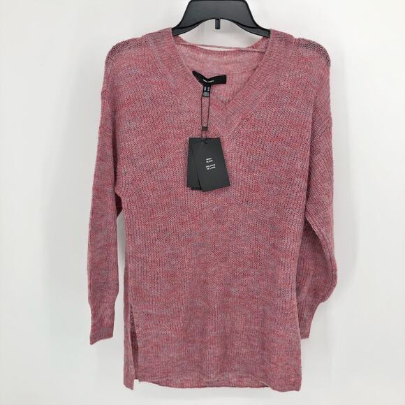 Vero Moda Womens Vilma Sweater XS Pink V-Neck Long Sleeve Tunic Ribbed NWT - Picture 2 of 10
